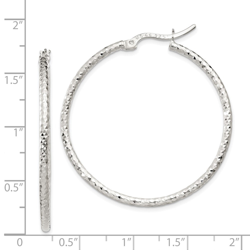Sterlingsilber Poliert Diamantiert 2mm Rund Creolen