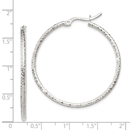Sterlingsilber Poliert Diamantiert 2mm Rund Creolen
