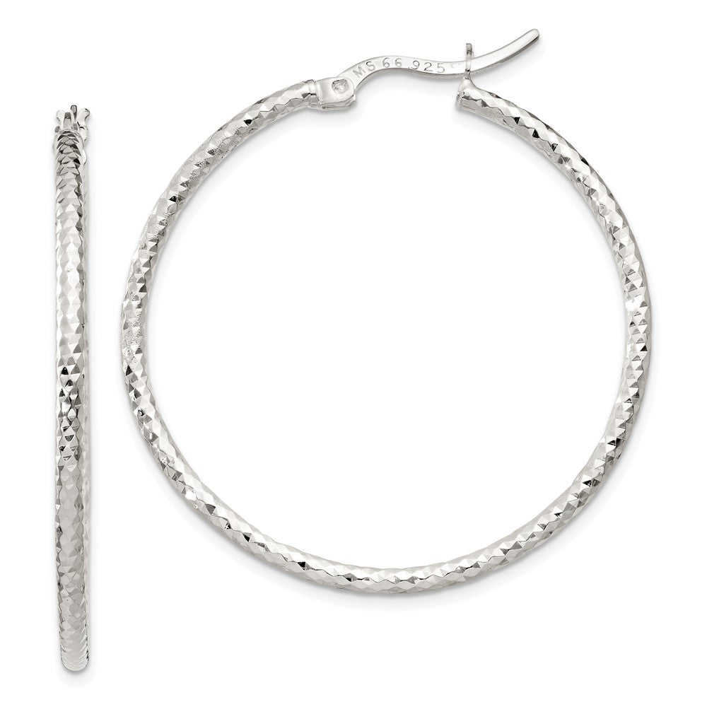 Sterlingsilber Poliert Diamantiert 2mm Rund Creolen