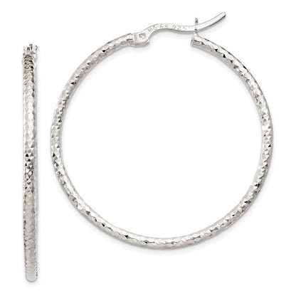 Sterlingsilber Poliert Diamantiert 2mm Rund Creolen