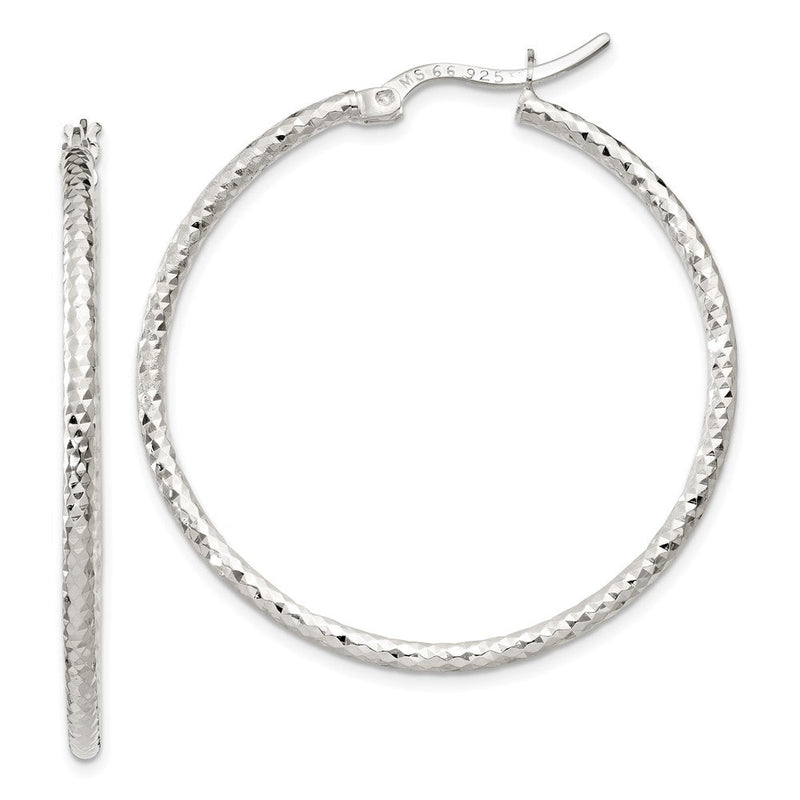 Sterlingsilber Poliert Diamantiert 2mm Rund Creolen