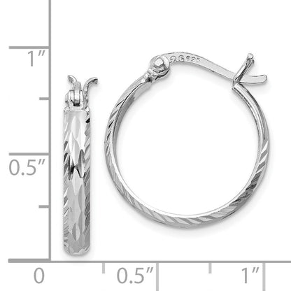 Sterlingsilber Rhodiniert 2.5mm Strukturiert Rund Creolen