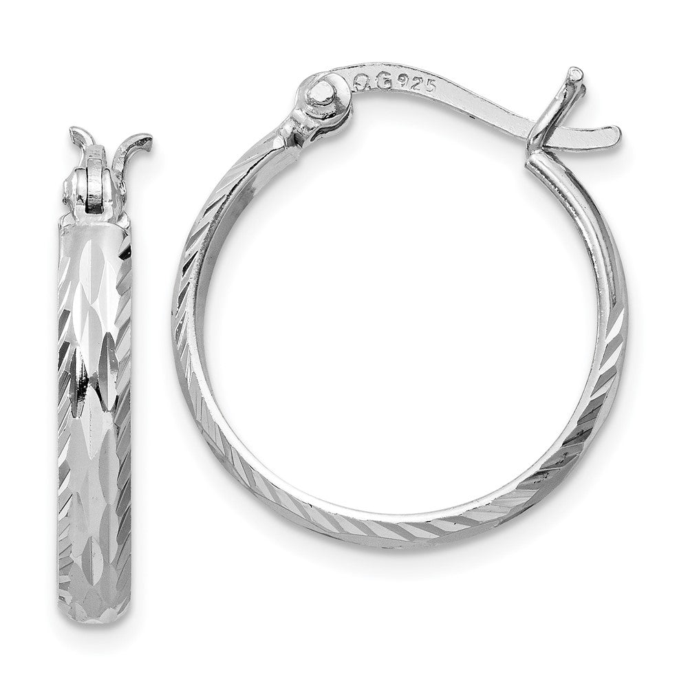 Sterlingsilber Rhodiniert 2.5mm Strukturiert Rund Creolen