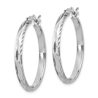 Sterlingsilber Rhodiniert 2.5mm Strukturiert Rund Creolen