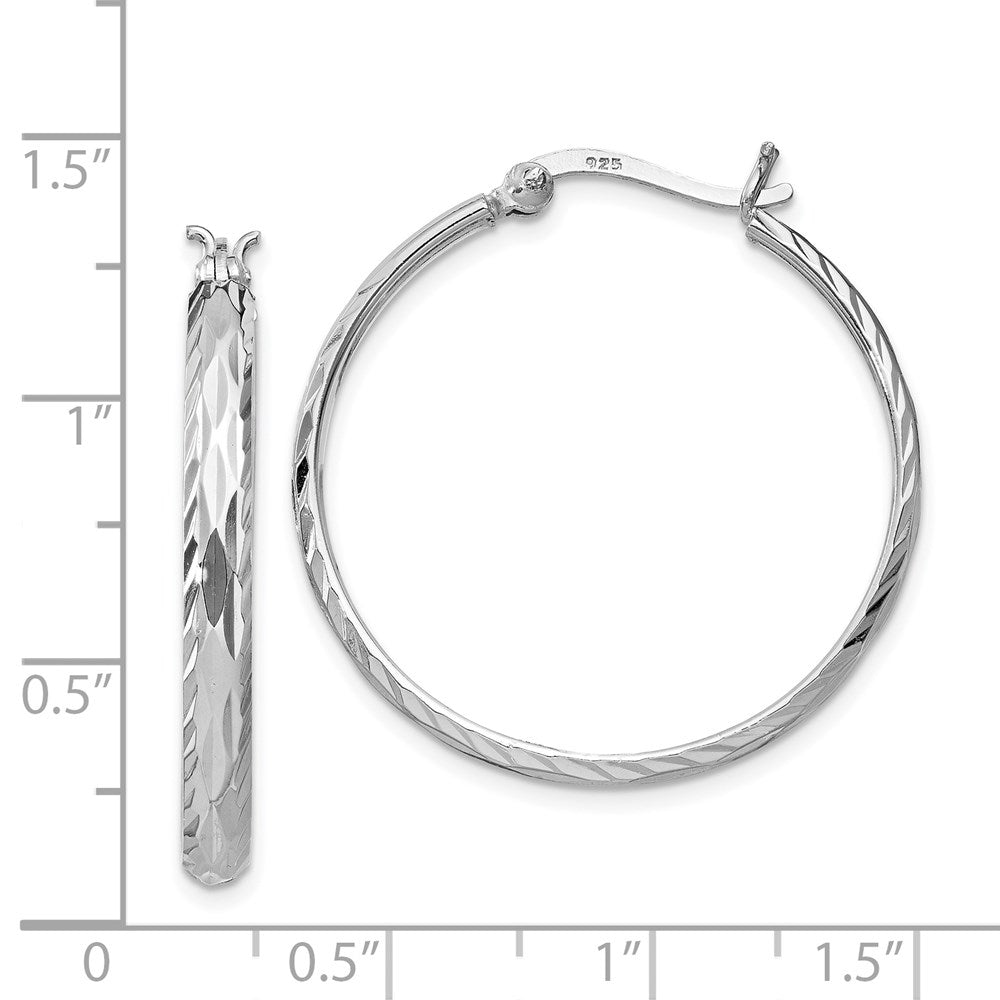Sterlingsilber Rhodiniert 2.5mm Strukturiert Rund Creolen