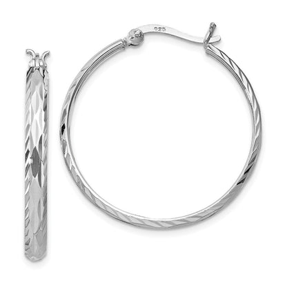 Sterlingsilber Rhodiniert 2.5mm Strukturiert Rund Creolen