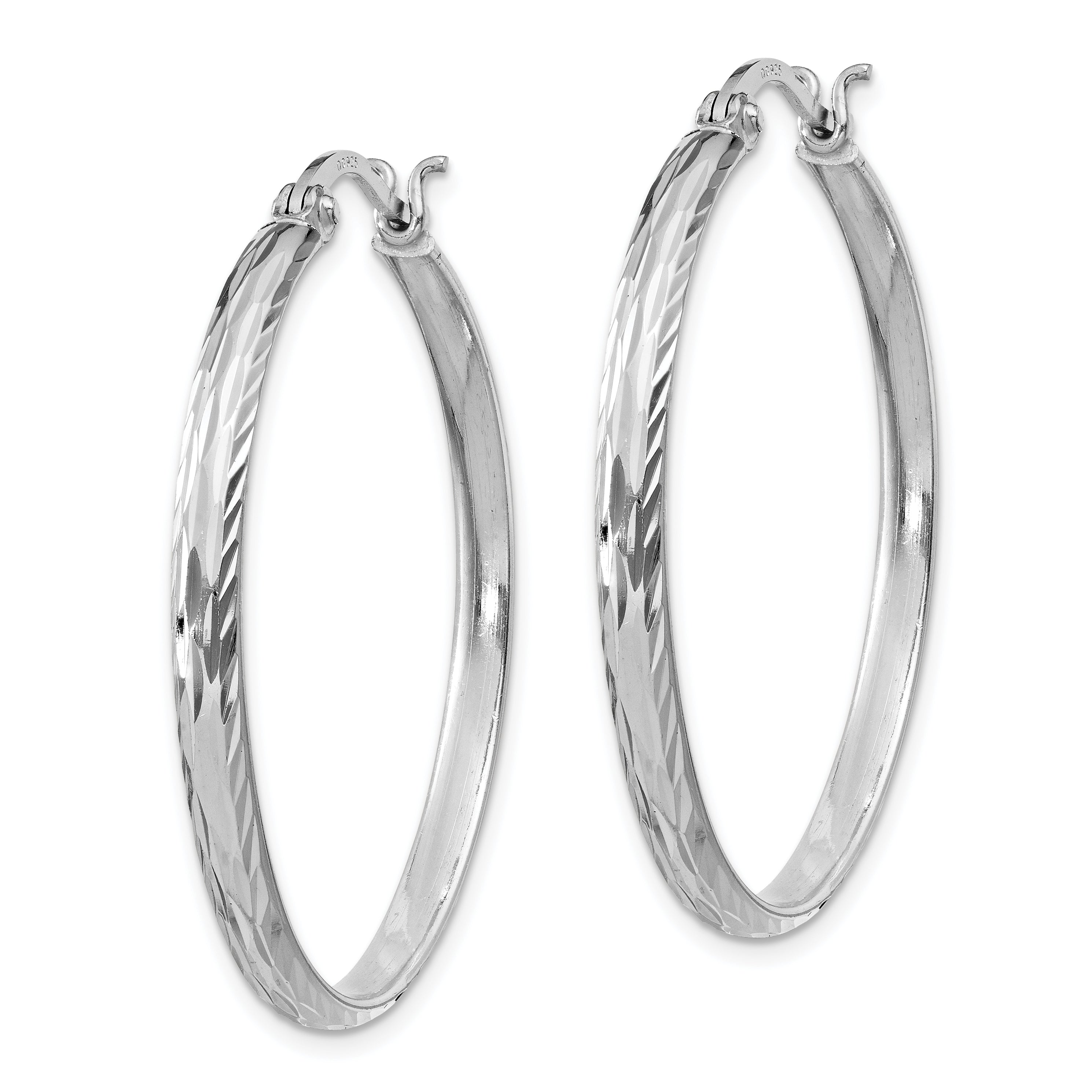 Sterlingsilber Rhodiniert 2.5mm Strukturiert Rund Creolen