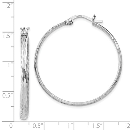 Sterlingsilber Rhodiniert 2.5mm Strukturiert Rund Creolen
