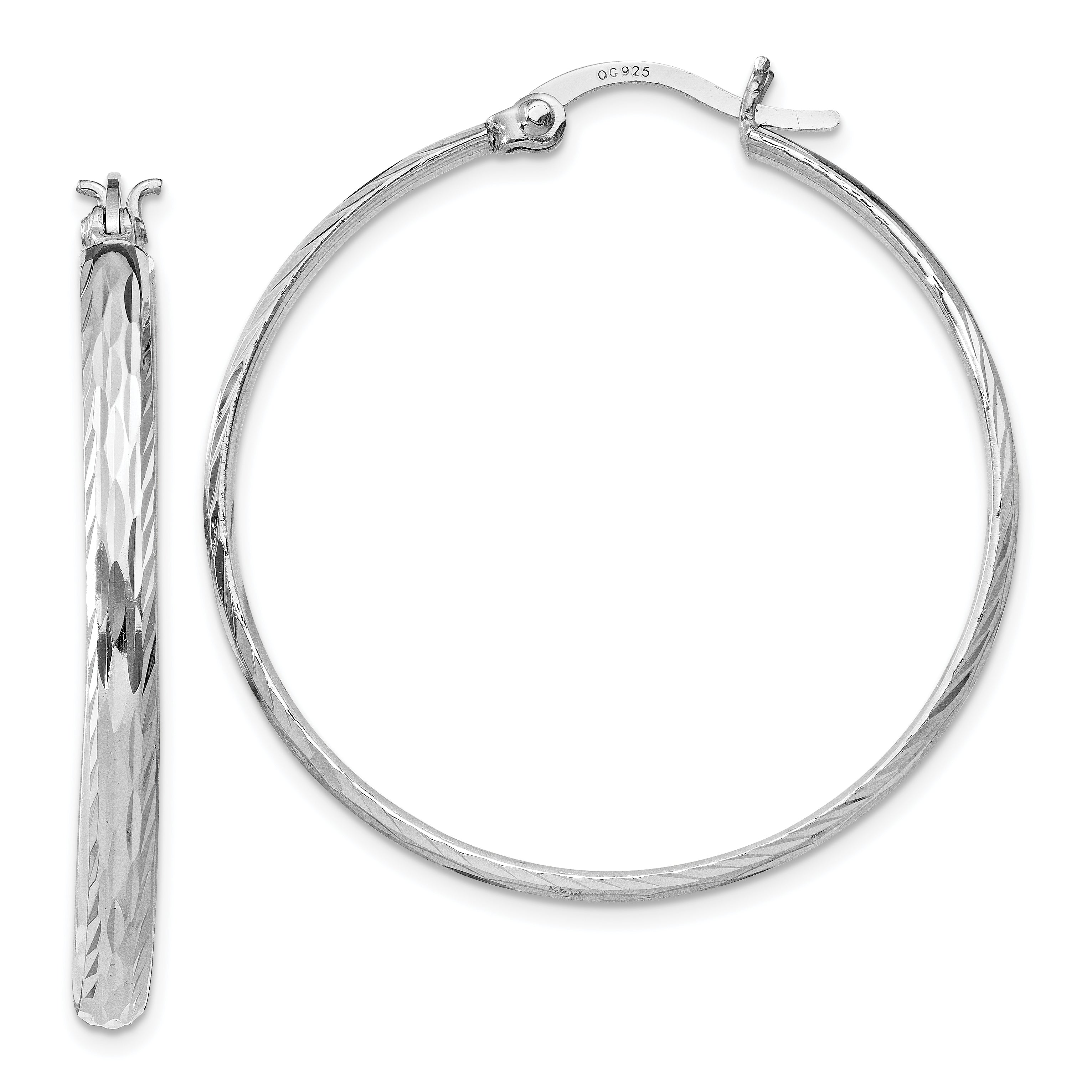 Sterlingsilber Rhodiniert 2.5mm Strukturiert Rund Creolen