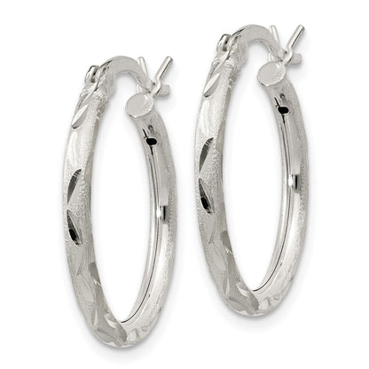 Sterlingsilber Satiniert Diamantiert 2x20mm Creolen