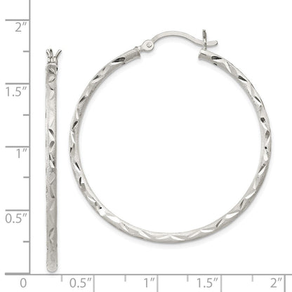 Sterlingsilber Satiniert Diamantiert 2x40mm Creolen