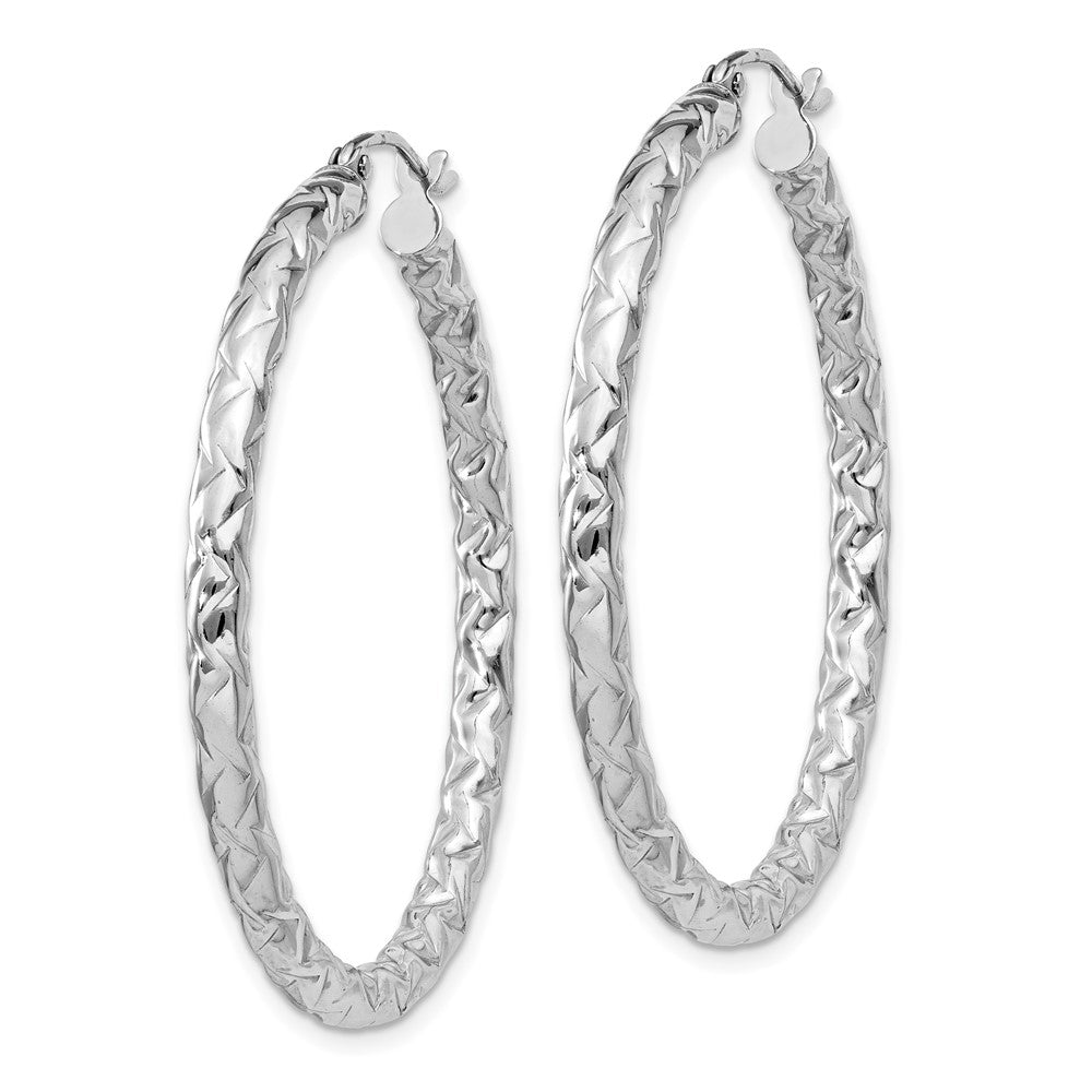 Sterlingsilber Rhodiniert Strukturiert 3x40mm Creolen