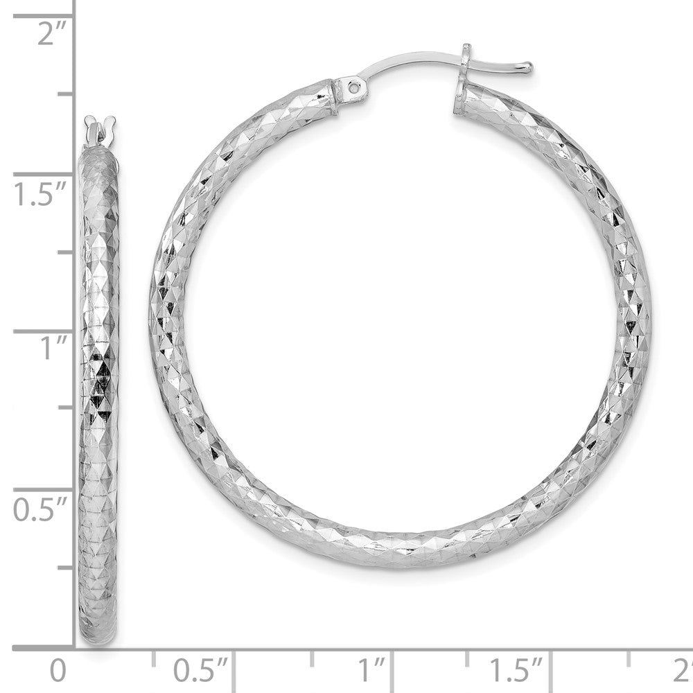 Sterlingsilber Rhodiniert Strukturiert 3x40mm Creolen