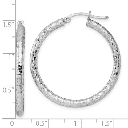Sterlingsilber Rhodiniert Strukturiert 3x35mm Creolen