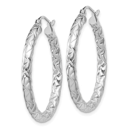 Sterlingsilber Rhodiniert Strukturiert 3x30mm Creolen