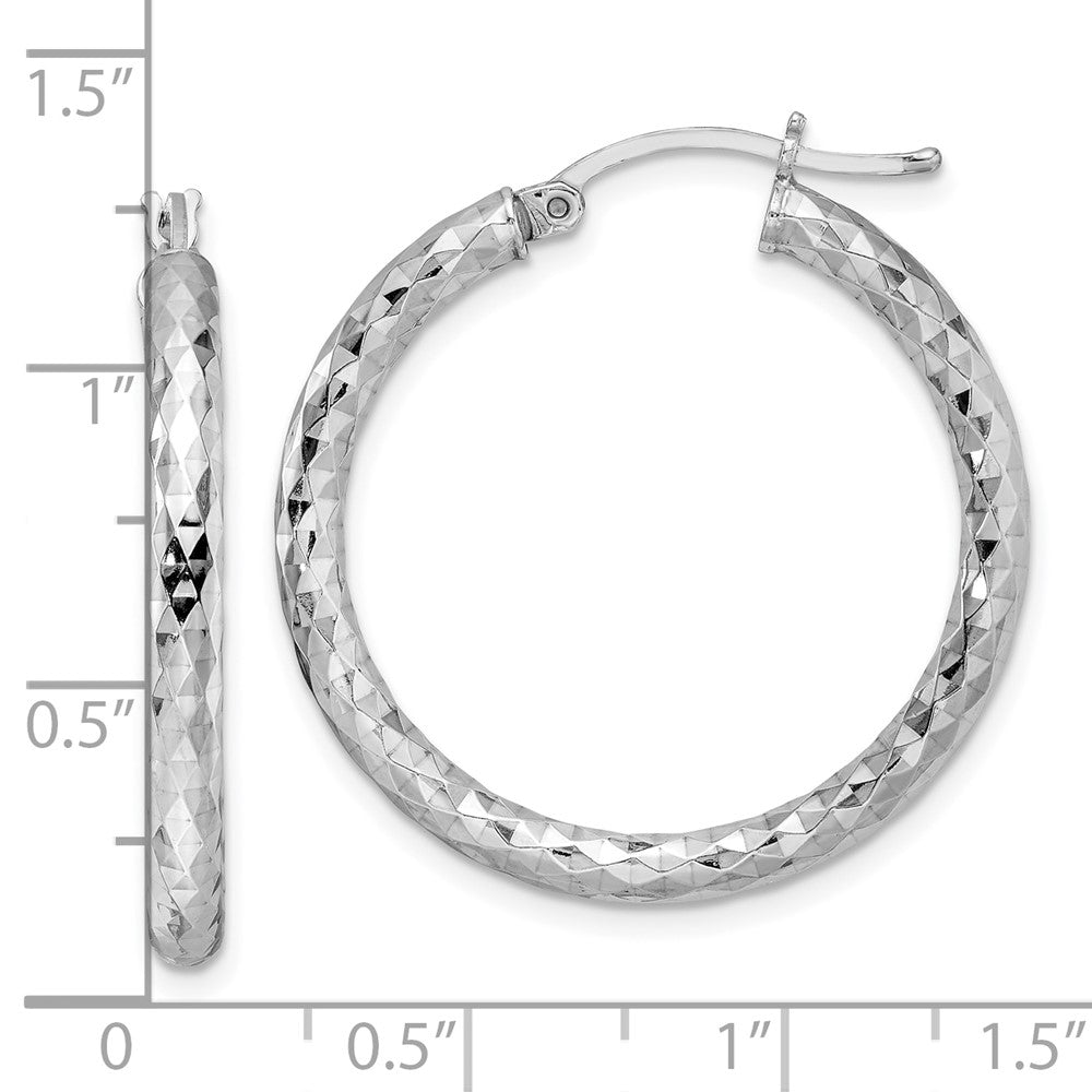 Sterlingsilber Rhodiniert Strukturiert 3x30mm Creolen