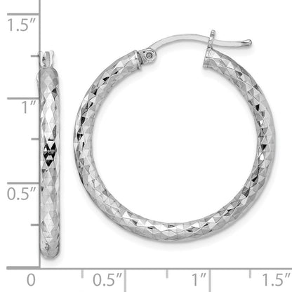 Sterlingsilber Rhodiniert Strukturiert 3x30mm Creolen