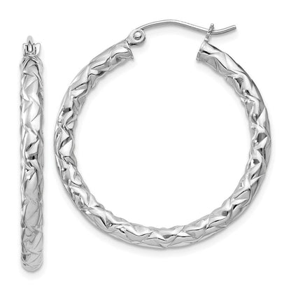 Sterlingsilber Rhodiniert Strukturiert 3x30mm Creolen