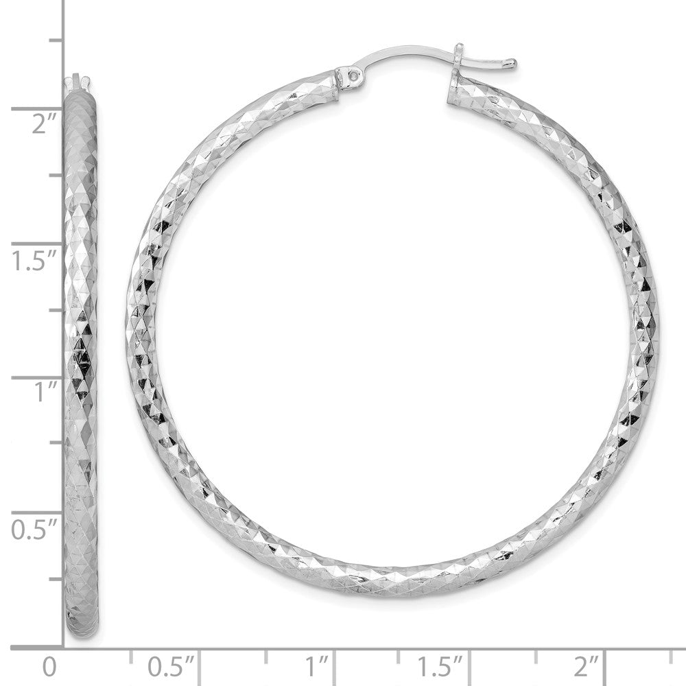 Sterlingsilber Rhodiniert Strukturiert 3x50mm Creolen