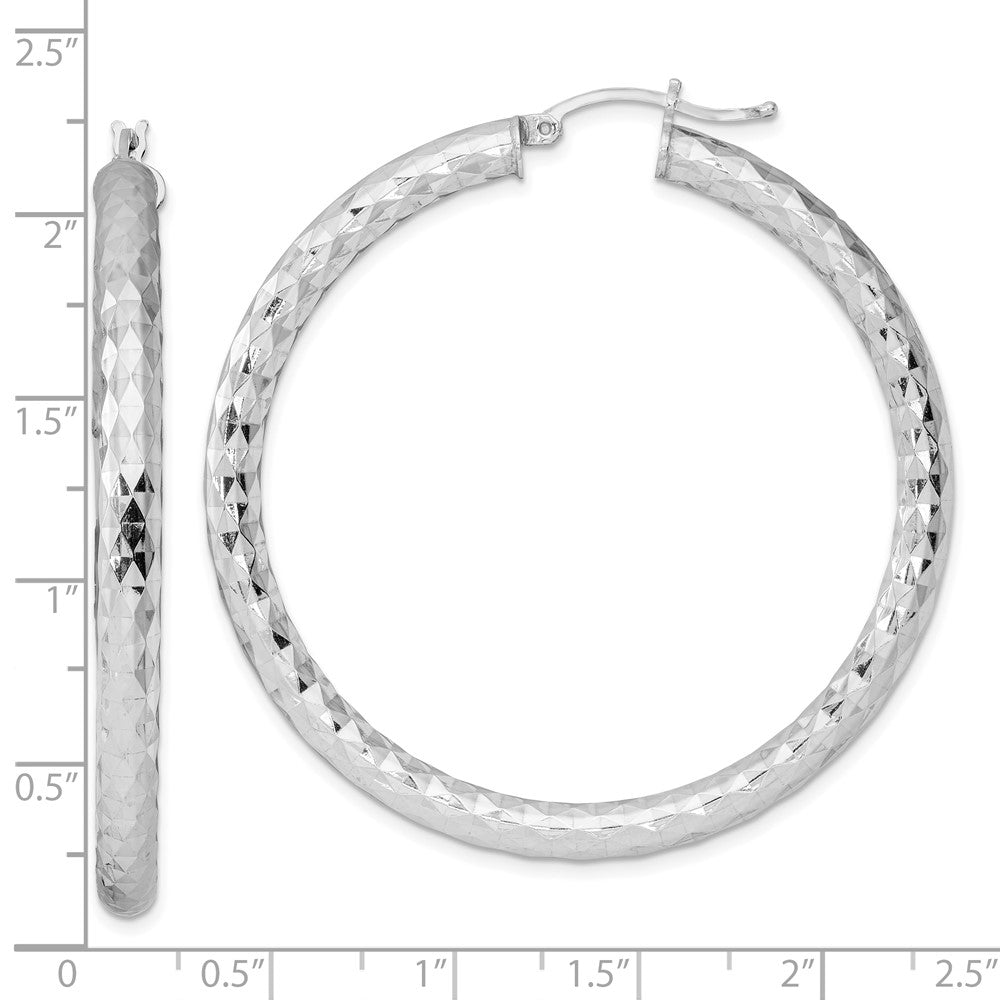 Sterlingsilber Rhodiniert Strukturiert 4x50mm Creolen