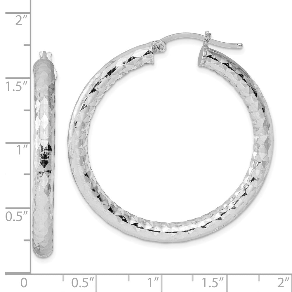 Sterlingsilber Rhodiniert Strukturiert 4x40mm Creolen