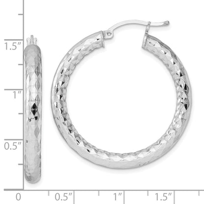 Sterlingsilber Rhodiniert Strukturiert 4x35mm Creolen
