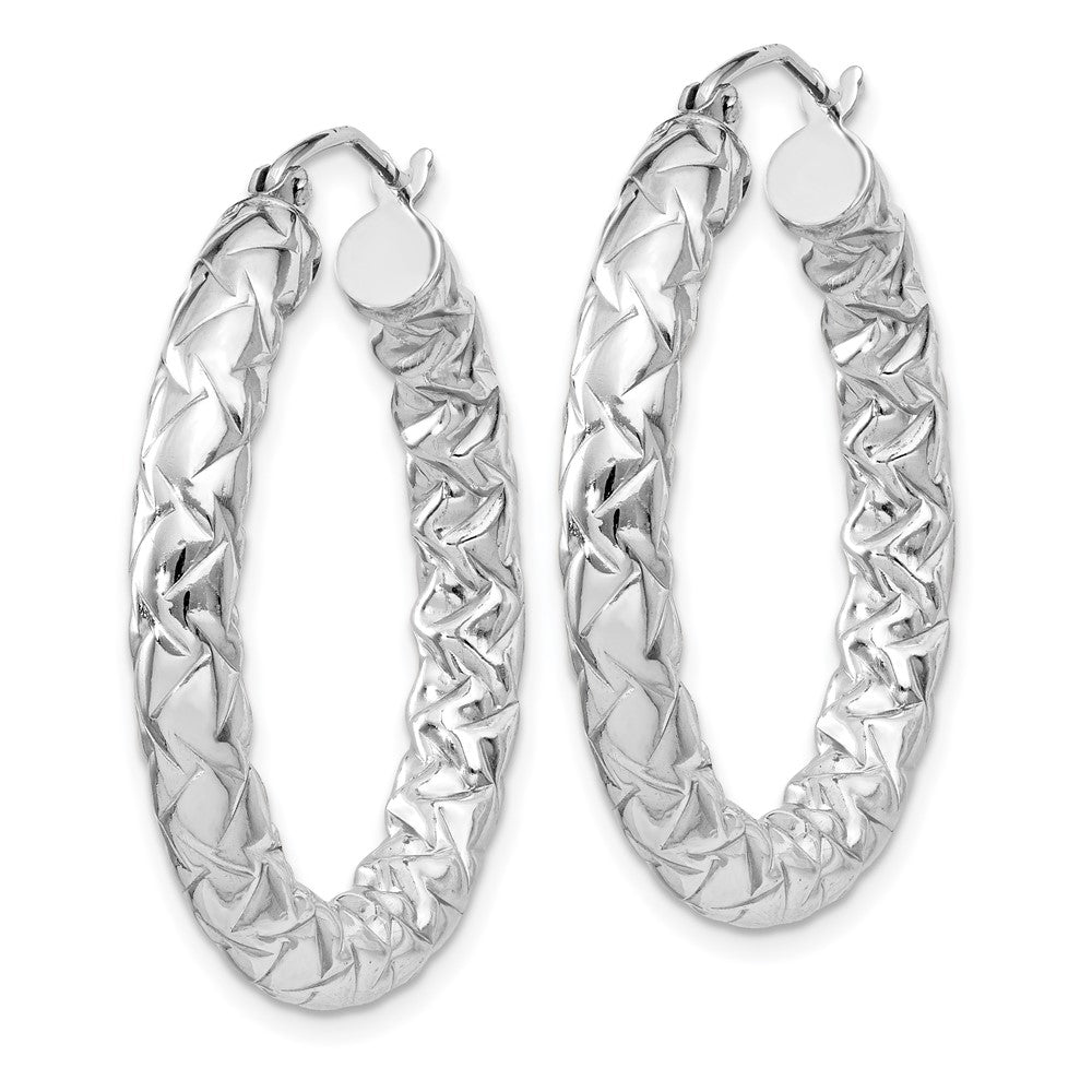 Sterlingsilber Rhodiniert Strukturiert 4x30mm Creolen