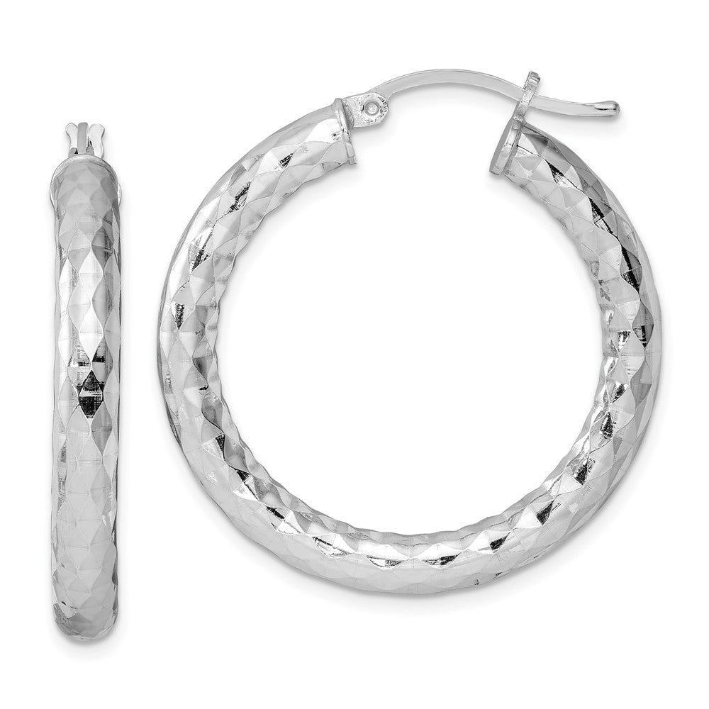 Sterlingsilber Rhodiniert Strukturiert 4x30mm Creolen