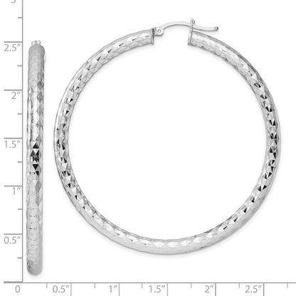 Sterlingsilber Rhodiniert Strukturiert 4x60mm Creolen