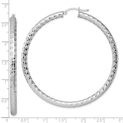 Sterlingsilber Rhodiniert Strukturiert 4x65mm Creolen