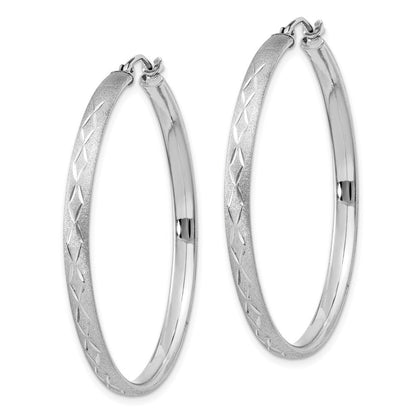 Sterlingsilber Rhodiniert 3mm Satiniert Diamantiert Creolen