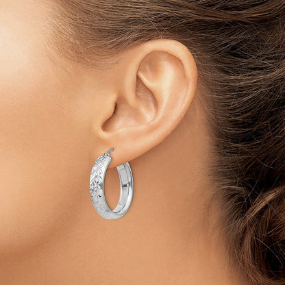Sterlingsilber Rhodiniert Diamantiert 5mm Creolen
