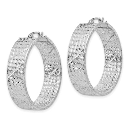 Sterlingsilber Rhodiniert Diamantiert 7.75x30mm Creolen