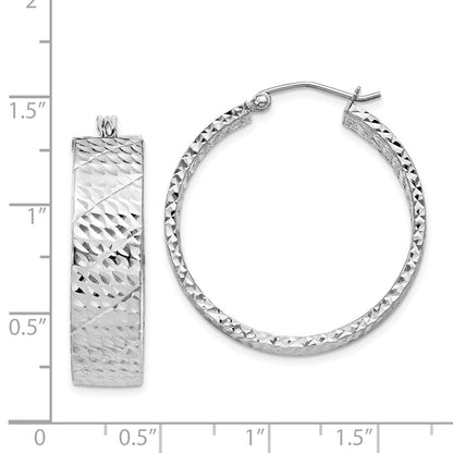 Sterlingsilber Rhodiniert Diamantiert 7.75x30mm Creolen