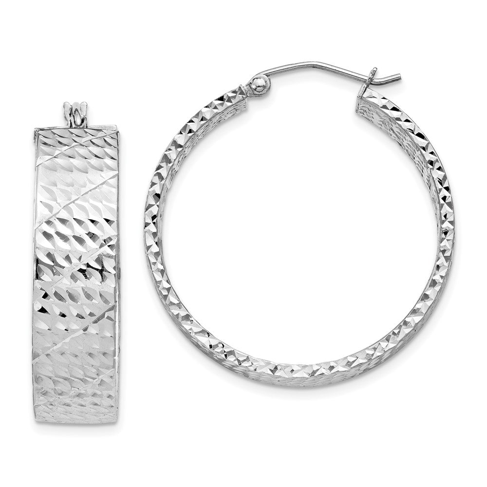 Sterlingsilber Rhodiniert Diamantiert 7.75x30mm Creolen