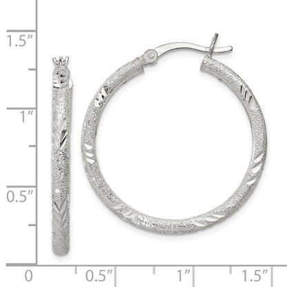 Sterlingsilber 2.5mm Diamantiert Lasergraviert-cut Klappbar Creolen