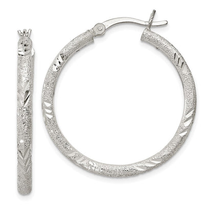 Sterlingsilber 2.5mm Diamantiert Lasergraviert-cut Klappbar Creolen