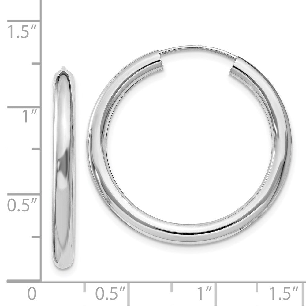 Sterlingsilber Rhodiniert 3x30mm Endlos Röhre Creolen