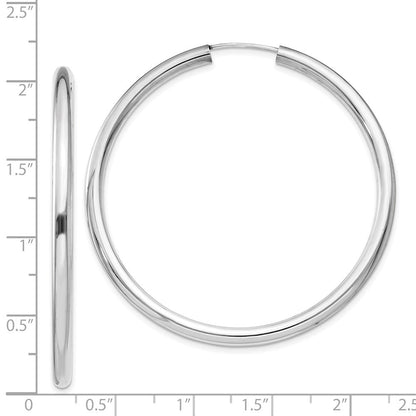 Sterlingsilber Rhodiniert 3x50mm Endlos Röhre Creolen