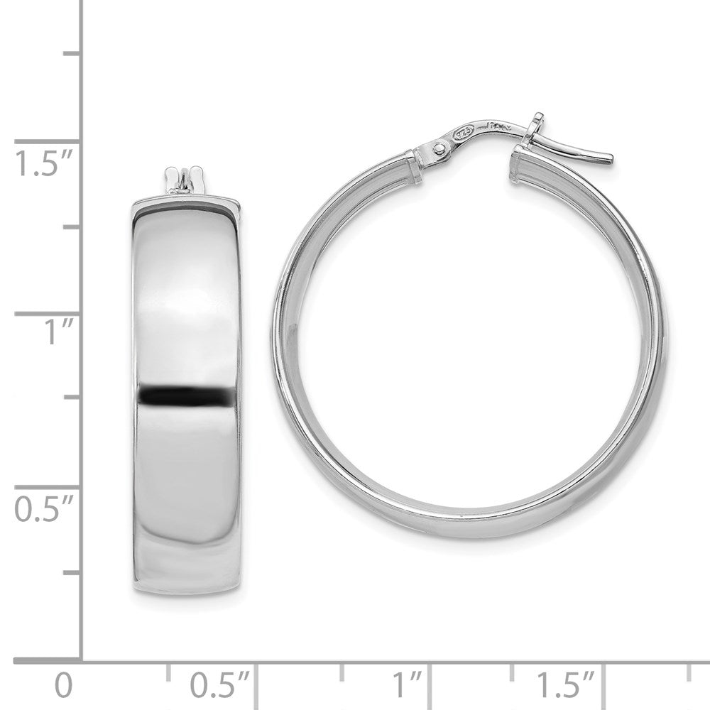 Sterlingsilber Rhodiniert 7x30mm Creolen