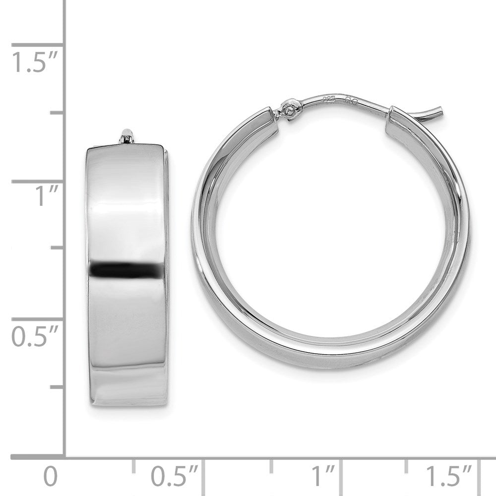 Sterlingsilber Rhodiniert 6.75x25mm Creolen