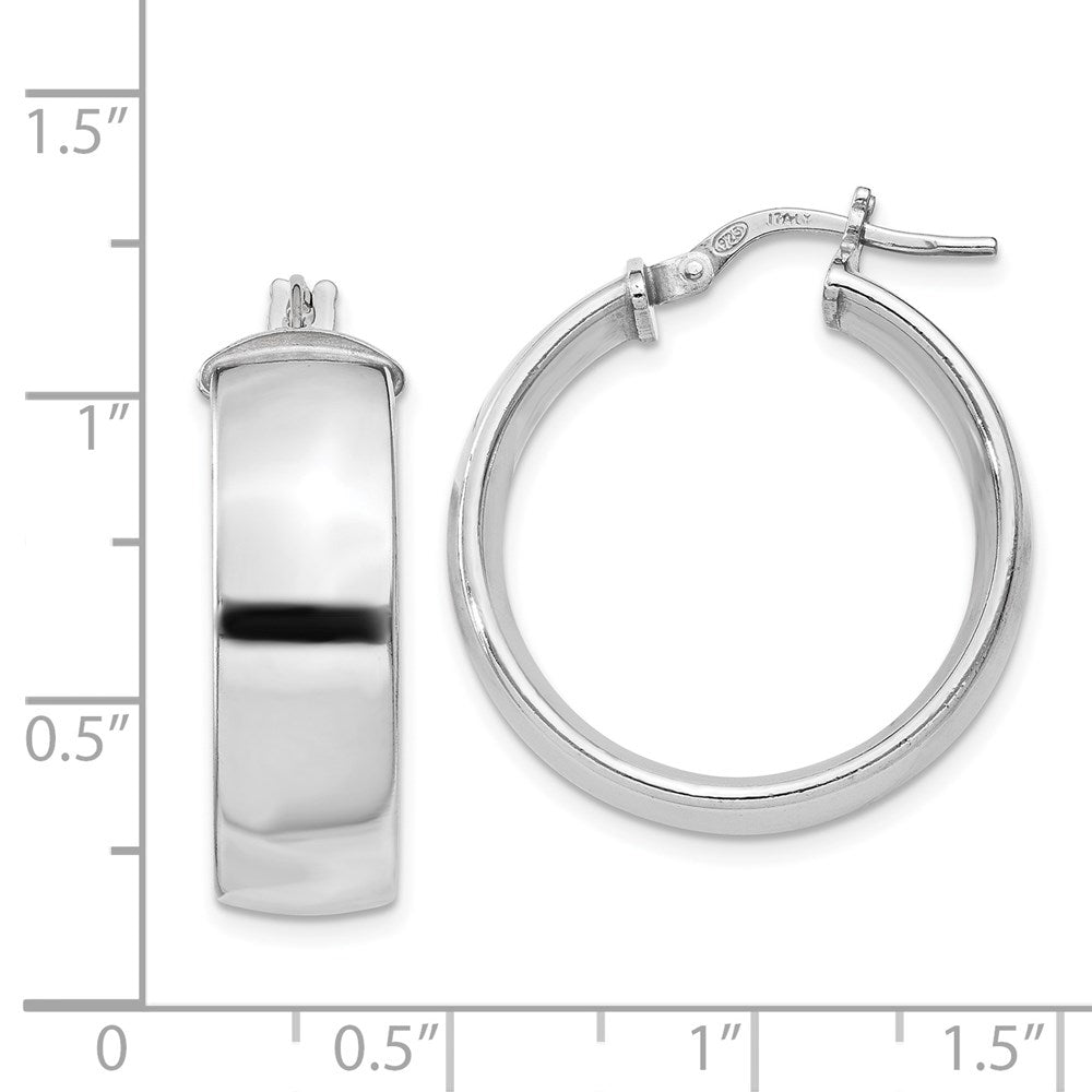 Sterlingsilber Rhodiniert 7.5x25mm Creolen