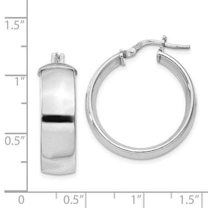 Sterlingsilber Rhodiniert 7.5x25mm Creolen