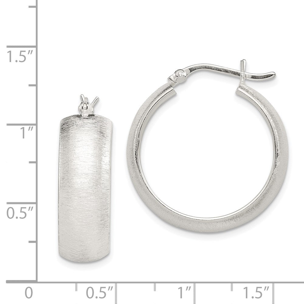 Sterlingsilber Poliert & Lasergraviert-cut 8.5x25mm Rund Creolen