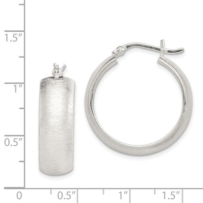 Sterlingsilber Poliert & Lasergraviert-cut 8.5x25mm Rund Creolen