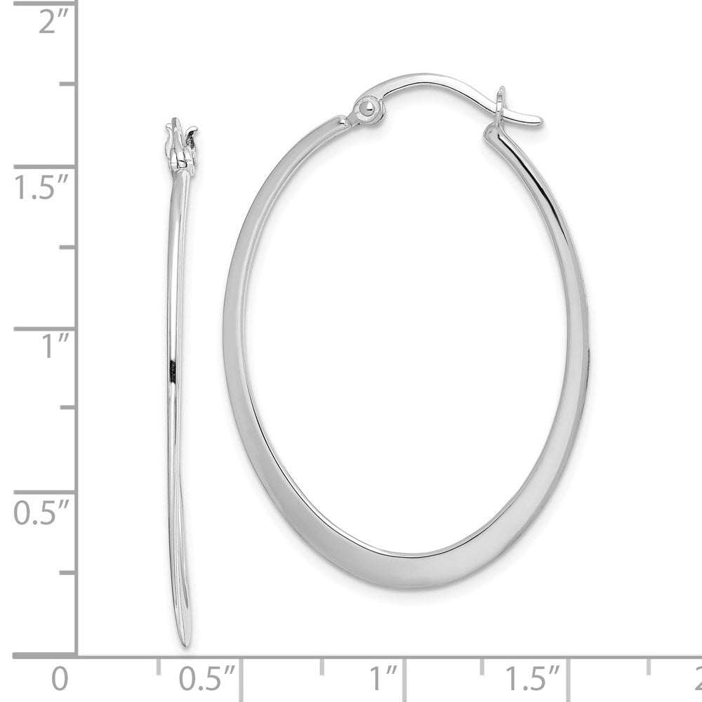 Sterlingsilber Rhodiniert Poliert Oval Creolen