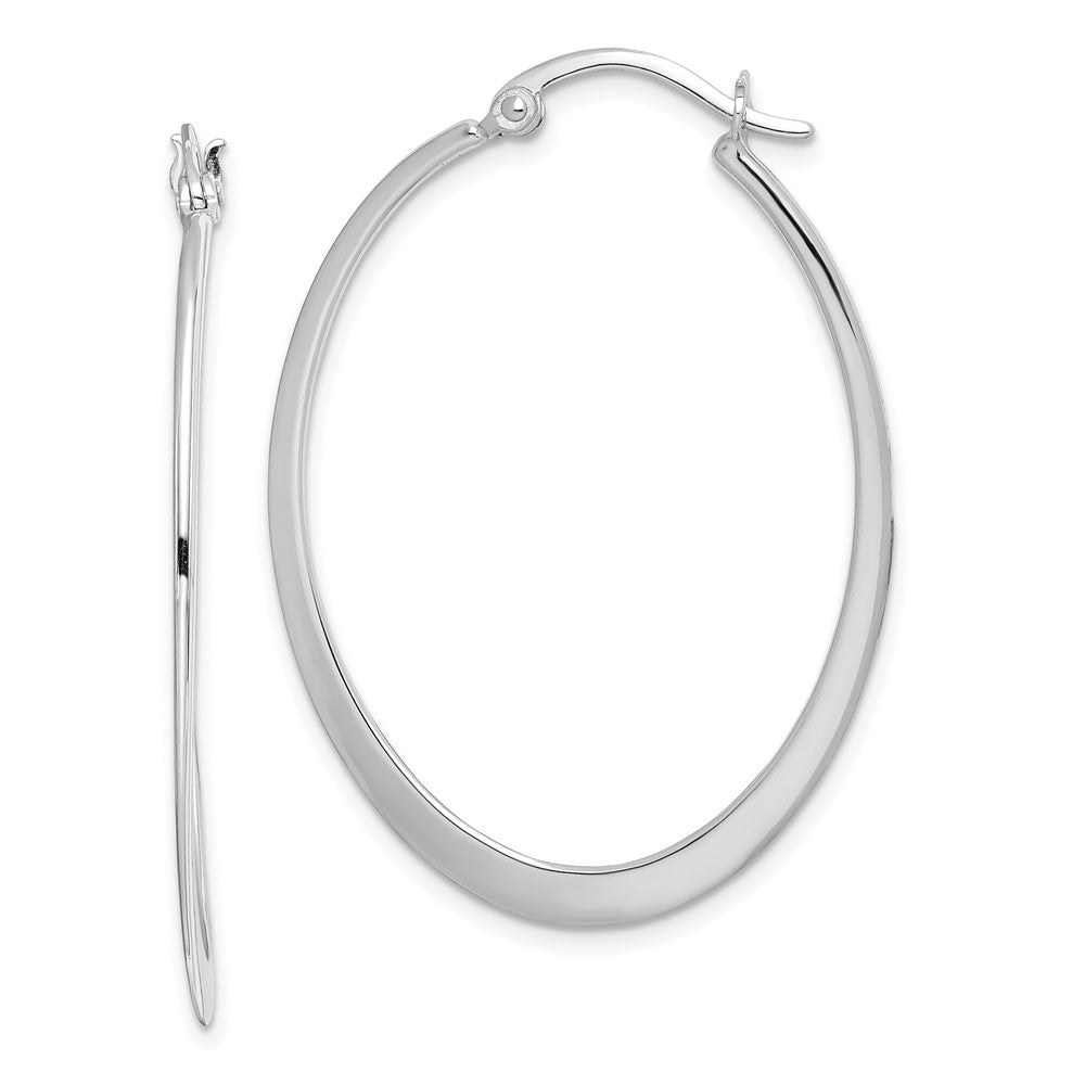 Sterlingsilber Rhodiniert Poliert Oval Creolen