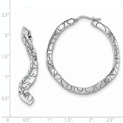 Sterlingsilber Rhodiniert Poliert Waved Klappbar Creolen
