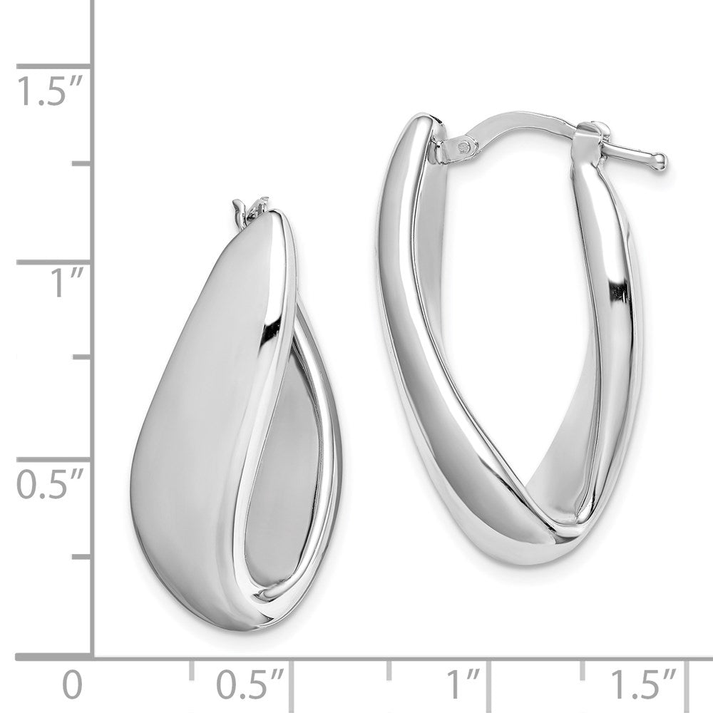 Sterlingsilber Rhodiniert Poliert Gedreht Hohl Oval Creolen