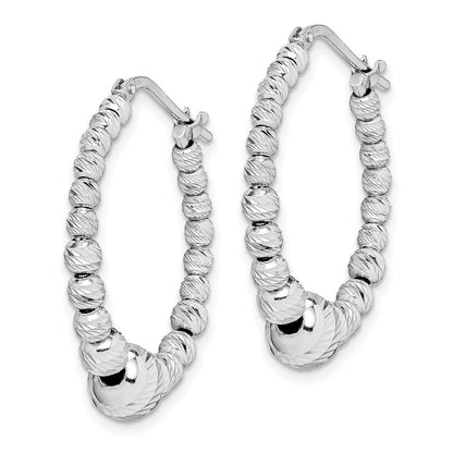 Sterlingsilber Rhodiniert Diamantiert Gekugelt Creolen